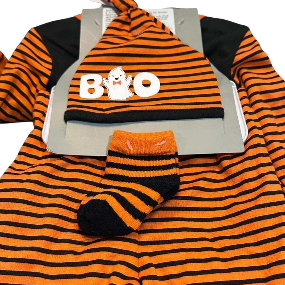 Baby Essentials Black and Orange Halloween Outfit “Scary‎ Handsome” 4-Piece Set